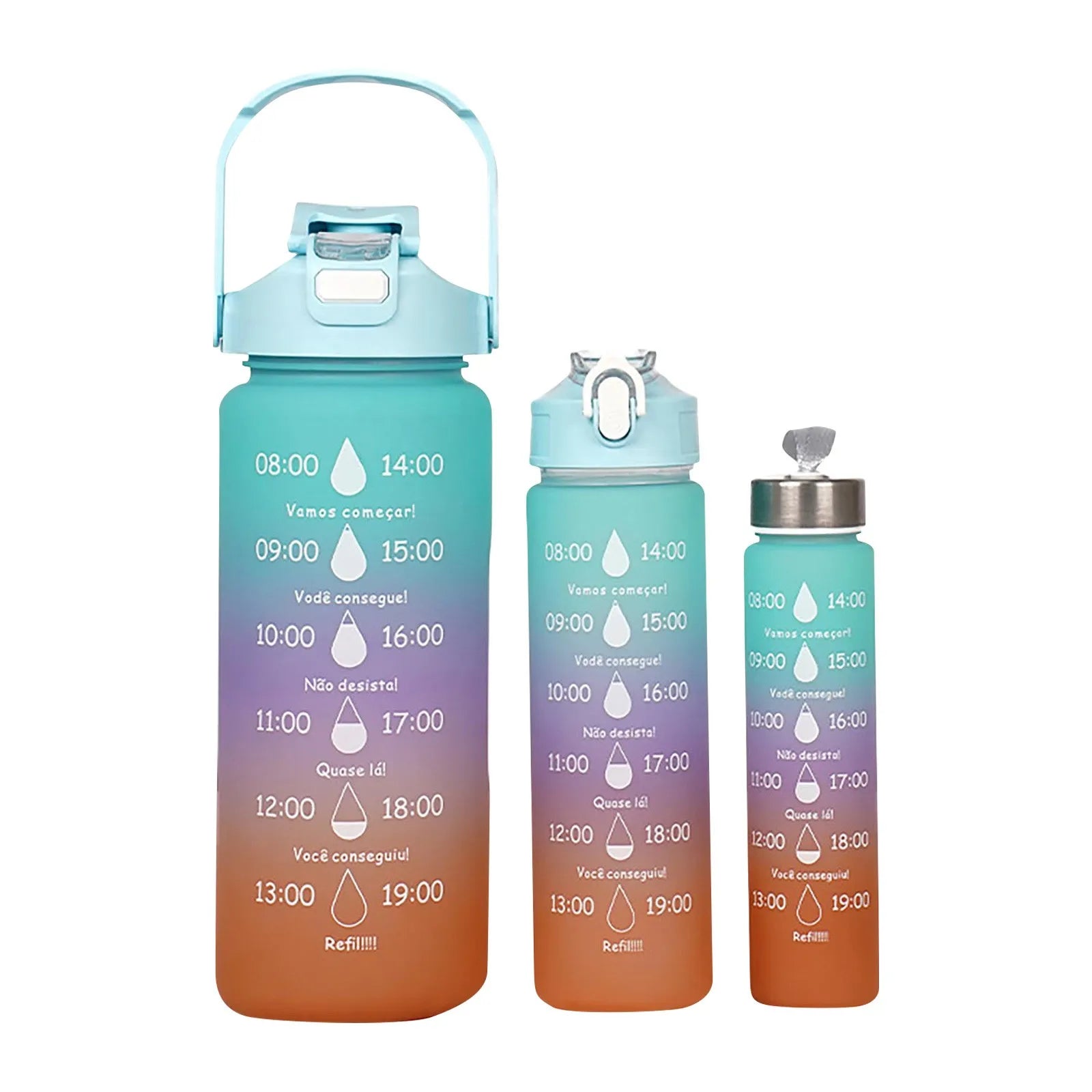 3PC Sports Water Bottle with Straw Time Marker Leak-proof Cup Large Capacity Portable Water bottle for Outdoor Sport Fitness Jug | body SPECIFICATIONS span