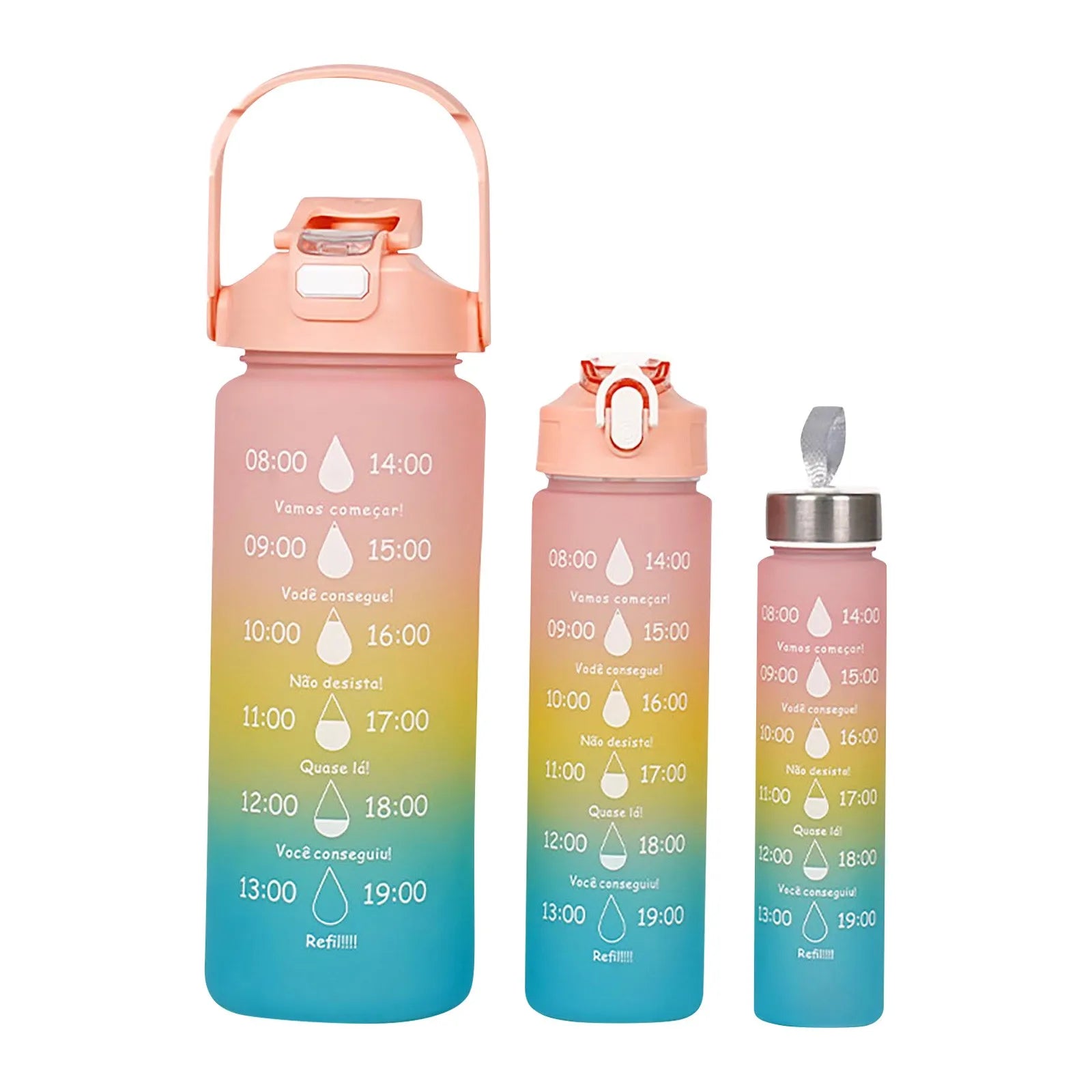 3PC Sports Water Bottle with Straw Time Marker Leak-proof Cup Large Capacity Portable Water bottle for Outdoor Sport Fitness Jug | body SPECIFICATIONS span